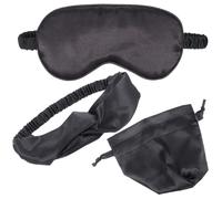 DRESSOOS Ensemble de 3 Pièces Masque de Sommeil en Soie Pourpre avec Bandeau Doux et Paquet de Rangement, et Calme la Peau du Visage, pour Lutter L'insomnie