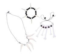 DRESSOOS Ensemble de Bijoux D'halloween en Collier en Os 3 Pièces | Décoration et Accessoires de Déguisements, Kit Cosplay et Mascarade, Pendentif Dents, Style Créatif Style Aléatoire