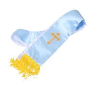DRESSOOS Étole bleue pour le clergé : écharpe brodée de pasteur avec pompons en forme de croix, châle réversible pour prêtre, homme ou femme, officiant, idéal pour les mariages et les