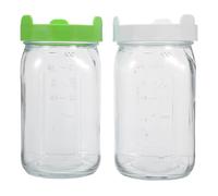 DRESSOOS Kit de Germination en Bocal (2 pièces), bocaux en Verre à Large Ouverture de 950 ML (1 Quart) avec couvercles, kit de Culture de Micro-pousses à Faire soi-même pour la Luzerne, Les germes