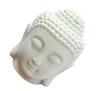 DRESSOOS Lampe à Parfum en Céramique Blanche Tête de Bouddha 10x14 Cm, Diffuseur Aromathérapie Fait Main pour Salle à Manger et Bibliothèque