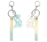 DRESSOOS Lot de 2 Porte-clés Dinosaure en Acrylique Chic et Délicat, Accessoires en Métal et Pu pour Décorer Paquet et Tenir Clés Quotidien