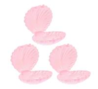 DRESSOOS Lot de 3 boîtes cadeaux de fête en forme de coquillage nacré, boîte à bonbons, coffret à bijoux décoratif, rose, PP réutilisable, pour mariage et décoration d’événement