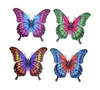 DRESSOOS Lot de 4 décorations murales en métal - Décoration extérieure colorés pour balcon, clôture et terrasse - Ornements muraux rustiques pour jardin 20 x 17,5 cm