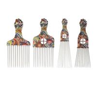 DRESSOOS Lot de 4 Peignes Démêlants pour Cheveux Afro, Anti-statique et Confortables, en Abs et Acier Inoxydable, Accessoires Coiffure Africaine Style Naturel Style Plusieurs styles