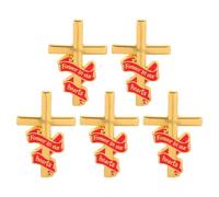 DRESSOOS Lot de 5 broches commémoratives en forme de croix avec ruban rouge - Broche de deuil, bijou de sympathie pour femmes et hommes, personnes assistant aux funérailles