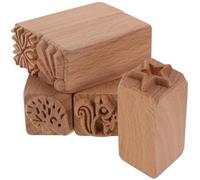 DRESSOOS Lot de 5 Tampons en Bois pour Gâteau de Lune Motifs Traditionnels, Facile à Démouler, Pâtisserie Cuisson de Dim Sum