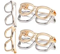 DRESSOOS Lot de 6 Broches Créatives en Alliage Argenté Forme Lunettes, Accessoires Bijoux pour Femmes et Filles, Épingle à Châle Élégante et Charmante