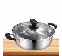 DRESSOOS Marmite en Acier Inoxydable Argentée à Double Compartiment pour Cuisinière à Gaz, Conduction Rapide, Design Grille, pour Fondue Chinoise et Cuisson Saine
