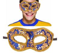 DRESSOOS Masque Yeux du Carnaval Bleu en Plastique Ajustement Réglable et Protection Faciale, Style Rétro Romain pour Mariage ou Boîte de Nuit
