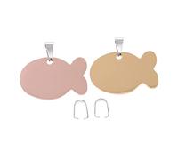 DRESSOOS Médaille d'Identification en Acier Inoxydable pour Chien Forme de Poisson Lot de 2 Facile à Installer Décorative pour Animaux de Compagnie