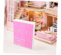 DRESSOOS Mini Armoire Princesse Ensemble d'accessoires de poupée Placard pour poupée Mini Ornements -Robe Tables de Nuit Petite Armoire Plastique Rose