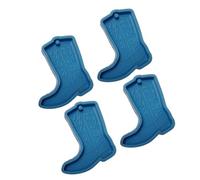 DRESSOOS Moule à Porte-clés en Silicone Bleu pour Résine Époxy, Lot de 4 Pièces, Forme Botte, Facile à Démouler, pour Décorations de Fête et Bijoux Faits Maison