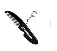DRESSOOS Peigne Pliable à Dents Fines Pour Homme Peigne De Poche Avec Miroir Carré Pratique Pour Ranger Et Transporter