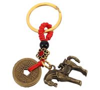 DRESSOOS Pendentif en Laiton Cheval Feng Shui pour Voiture, Accessoire Suspendu pour Rétroviseur, Protection et Apport de Richesse, Décoration Or Élégante
