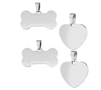 DRESSOOS Pendentifs Vierges pour Gravure Lot de 4 Argenté en Acier Inoxydable Anneau et Création, Porte Clé Mignon