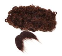 DRESSOOS Perruque Afro Bouclée et Moustache Fausses Set Costume Pirate Marron Accessoire de Fête Réutilisable et Confortable pour Adultes Kit Déguisement Unique et Facile à Coiffer