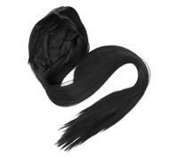 DRESSOOS Perruque De Cosplay Synthétique Lisse De 100 Cm Couleur Naturelle Foncée Facile À Laver Noire