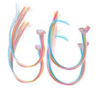 DRESSOOS Postiche Pour Filles 4 Pièces Extensions De Cheveux Pour Adolescentes Queue De Cheval Synthétique Tresses De Licornes Matériau Sûr Pour Enfants Adultes