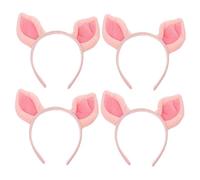 DRESSOOS Serre-TêTe Bandeau Dressoos 4 PièCes Oreilles De Cochon En Peluche Rose Doux Confortable Avec ÉLasticité Pour FêTe DéGuisement Halloween Et Usage Quotidien