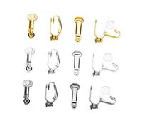 DRESSOOS Set de Clips Oreilles Non Percées avec Coussinets Anti-douleur Accessoires pour Création de Boucles Oreilles Pliables et Confortables Conversion DIY Bijoux Doré Argenté et Acier