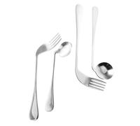 DRESSOOS Set Dustensiles Adaptatifs Incurvés Acier Inoxydable pour Personnes Âgées et Patients Fourchette et Cuillère Coudées Ergonomiques Facilitant Alimentation Gauche et Droite