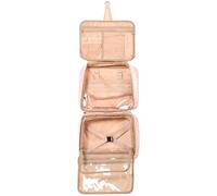 DRESSOOS Trousse de Toilette Pliable Imperméable en Cuir PU Plusieurs Compartiments et Design Suspendu, Grosse Capacité pour Voyage et Usage Extérieur