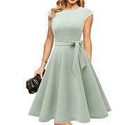 DRESSTELLS Robe Cocktail Mariage Vintage Robe Casual Femme Robe baptême col Rond Manches Courtes LightGreen XL