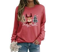 Dresswel Pull de Noël femme Merry Christmas Sweatshirt drôle imprimé Rudolph renne coton Noël Xmas Pull de Noël pull de Noël pour adolescentes filles, XL