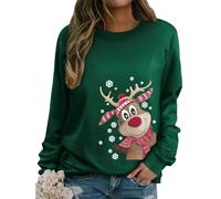 Dresswel Pull de Noël pour femme avec inscription « Merry Christmas » drôle Rudolph Renne Impression Coton Noël Pull de Noël Pull de Noël Adolescentes Filles, 2-vert, XL