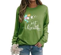 Dresswel Pullover à manches longues pour femme - Impression de dent-de-lion et de marguerite - Automne/Hiver - Blouse - Tops - Hauts, S