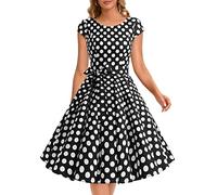 Dressystar DS1956 Robe à 'Audrey Hepburn' Classique Vintage 50's 60's Style à Mancheron Black White Dot B XS