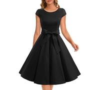 Dressystar DS1956 Robe à 'Audrey Hepburn' Classique Vintage 50's 60's Style à Mancheron Noir L