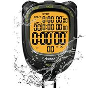 dretec Chronomètre numérique étanche rétroéclairé avec calendrier d'alarme pour la natation, la course à pied, l'entraînement des enfants, les entraîneurs, noir