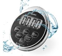 dretec Minuteur numérique étanche pour douche, salle de bain, dos magnétique, argenté, noir, officiellement testé au Japon (1 batterie au lithium incluse)