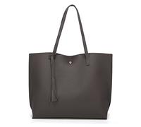 Dreubea Sac à bandoulière en similicuir souple pour femme - Grande capacité, gris foncé, Taille unique