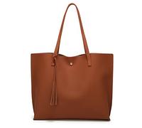 Dreubea Sac à bandoulière en similicuir souple pour femme - Grande capacité, marron, Taille unique