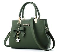Dreubea Womens Handbag Tote Shoulder Purse Leather Crossbody Bag (Army Green)