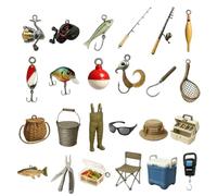 Dreuhuing 2025 Ornement De L'Avent De Noël - Pendentifs en Acrylique 2D Forme Équipement de Pêche | Calendrier Compte à Rebours Saisonnier 24 Jours,Pour Maison Voiture Sapin Noël Fenêtre Famille Amis