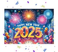 Dreuhuing Bannière de décoration de bonne année, fond de bonne année,Bannière d’affiche de signe de tissu de toile de fond 2025 - Bannière de toile de fond de 82,6 x 59 pouces pour les décorations de