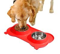 Dreuhuing Bol Alimentaire Et d'eau pour Chien - Distributeur Nourriture Chat Anti-Renversement Double Bols | Mangeoire Amovible pour Animaux,Taille Petit Moyen Grand Chiots Chats Intérieur Extérieur