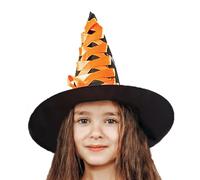 Dreuhuing Costume de sorcière d'Halloween avec balai, costume de sorcière pour fille, costume de tête de mort, balai, ruban chapeau pour fête à thème, fête, défilé, jeu de rôle