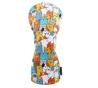 Dreuhuing Couvre-Chefs de Golf Amusants,Couvre-Chefs de Golf Amusants,Couvre-Chef de Chat de Dessin animé en Tissu PU au Design Amusant - Housses de Club de Golf, Drivers et Bois de Parcours