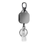 Dreuhuing Porte-clés rétractable très résistant, mousqueton portable - Enrouleur de porte-badge portable en métal, clip de ceinture, porte-clés pour carte nominative, clé de voiture