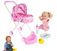 Dreuhuing Poussette Jouet, Poussette pour s | Faire Semblant de Jouer à la | Accessoires de compacts pour avec Poussette, Ensemble de Jeu de crèche pour Anniversaire, fête des, pâques