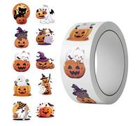 Dreuhuing Rouleau D'Autocollants Halloween - 500 Pièces Scellés Forme Visage Pour Enveloppes Fête,Autocollants Autoadhésifs Pour,Pour Journal Scrapbook Décor Création Cartes Cuisson Biscuits Cupcakes