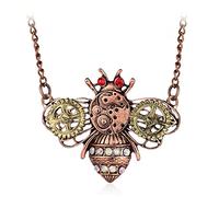 Dreuyet Collier avec pendentif engrenage steampunk pour femme - Style punk, vintage, gothique, cœur, hibou, papillon, abeille, insecte, chaîne de pull à vapeur, Zinc, Inconnu