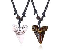 Dreuyet Collier dent de requin pour homme et femme fait à la main réglable en cuir bohème avec amulette de loup, tortue de requin, pour l'été, la plage, le surfeur, Résine, Inconnu