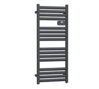 DREXON - Sèche-Serviette Électrique FAENA - Inertie Sèche sans Fluide - Thermostat Électronique Programmable - Fixation Murale Incluse - Design Plat - Garantie 5 Ans (Noir, 127cm - 750W)