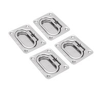 Drfeify 4 Pièces Anneau de Chasse Tirer 316 Poignée de Levage de Chasse d'eau de Bateau en Acier Inoxydable 76x57mm Traction de Trappe de Pont Carrée pour Bateau Yacht RV Ascenseur de Couverture